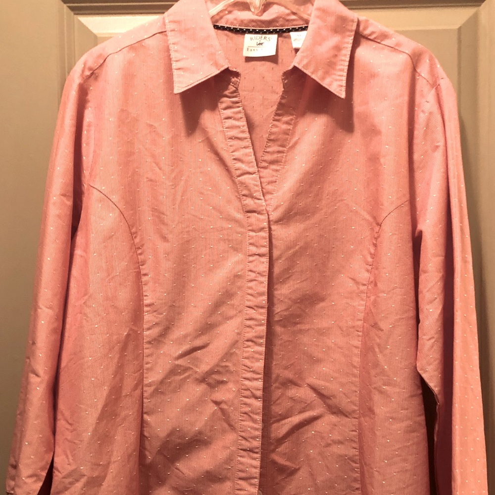 Lee red and white stripe button up with white dots